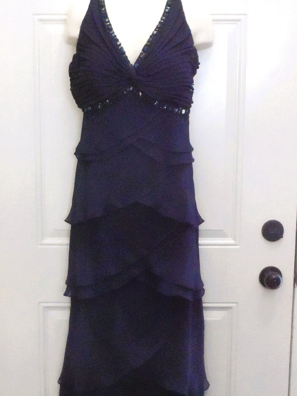 Ignite Evenings by Carol Lin  Evening Dress Beaded Sleeveless dark navy -Sz 14
